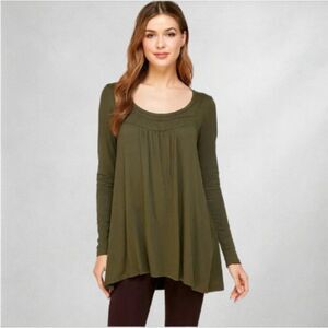 We the Free Love Valley Womens Knit Tunic Blouse Size M Olive